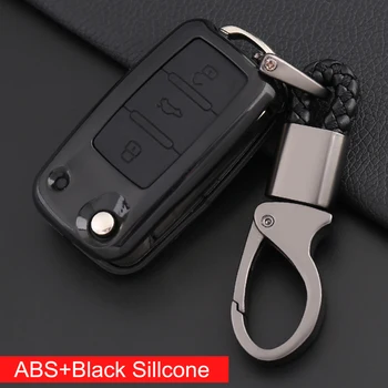 

Car Key Cover Case Shell keyFob Folding for VW Yeti Superb Rapid Octavia ABS Silicone Key Case 3Button Key Car Set Styling