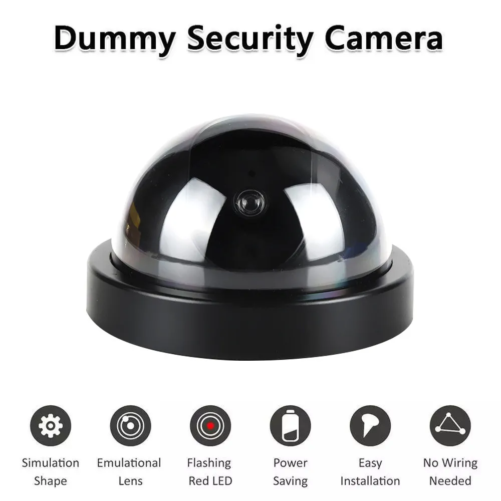 Dome Security Camera Indoor Fake Webcam Outdoor Surveillance Home Alarm LED Light CCTV Simulation Burglar for Warning | Безопасность и