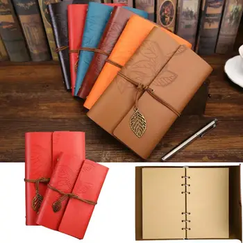 

Sketch Books Leather Notebook Retro Book Journal Travel Leaves Classic Portable Lesf Book Sketchbook Refillable Vintage