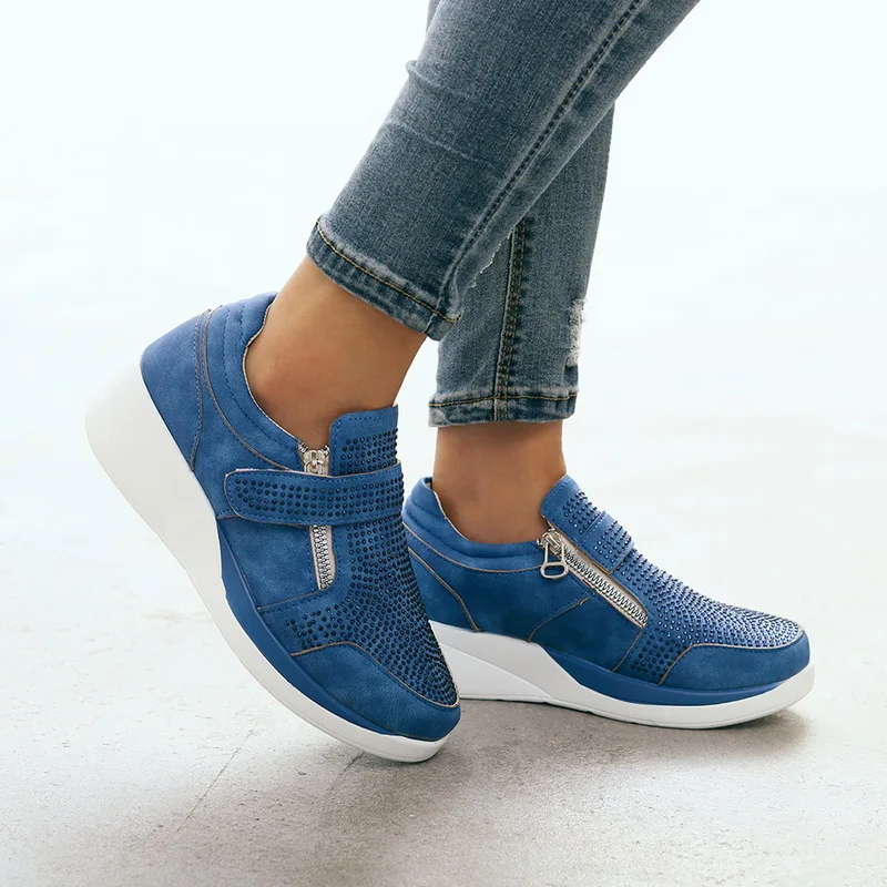 Puimentiua/Новое поступление; женские повседневные кроссовки из флока на высоком каблуке; дышащая обувь на платформе, увеличивающая рост
