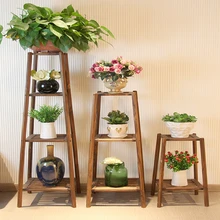 Бревенчатый крытый гостиной хлорофитум зеленый Луо Цветок Стенд деревянность к земле Многоэтажный сосуд цветочный горшок полки