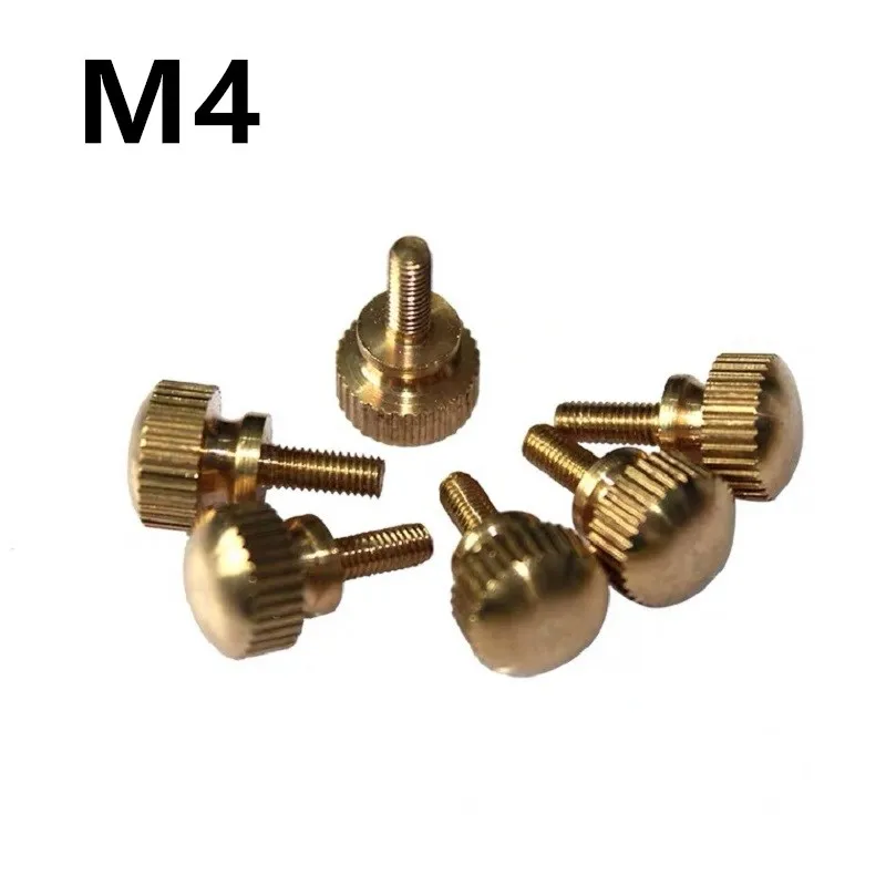 20pcs/lot M4x6/8/10/12/14/16mm Hand Tighten Brass Knurled Screws Copper