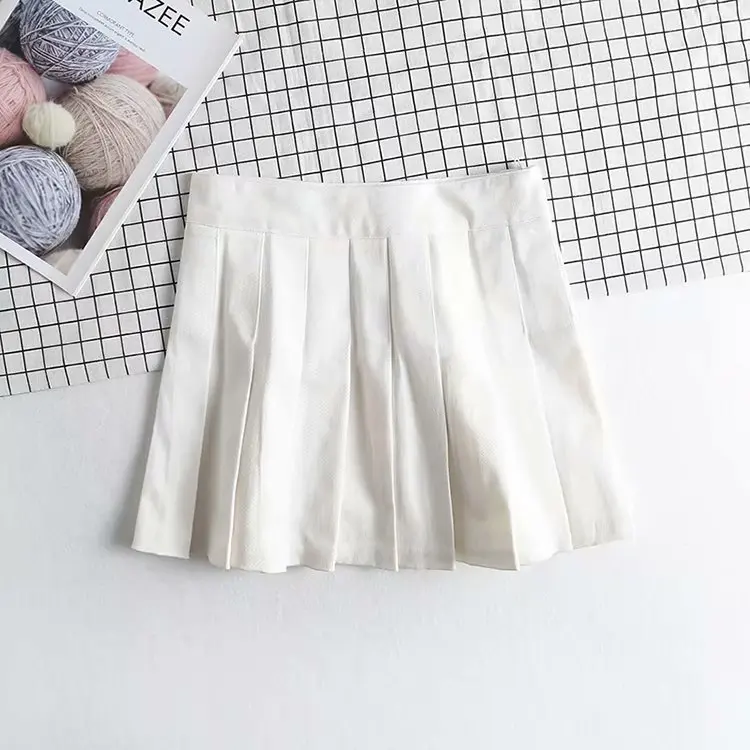 9095 white P39 Bazaleas Harajuku, белые плиссированные юбки, сексуальная женская короткая юбка, модная боковая мини-юбка на молнии, панк, высокая талия, юбки для женщин s - Цвет: 9095 white P39