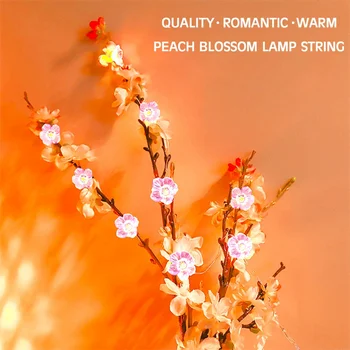 

LED Peach Blossom Flower Lamp Power LED String Fairy Lights Garlands Garden Christmas Decor For Outdoor
