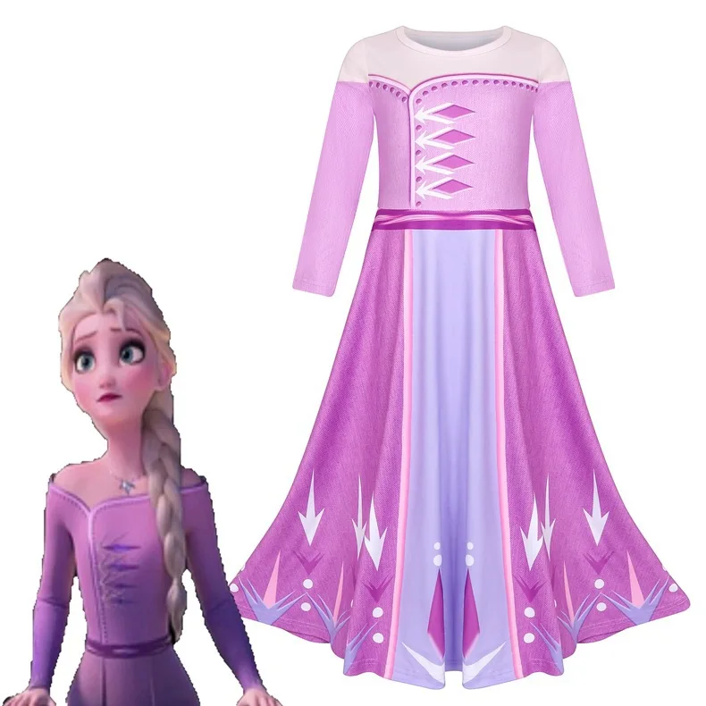 Платье принцессы Анны Elsa2 фиолетовое, розовое платье Эльзы, костюм Снежной Королевы на день рождения, детский Рождественский костюм Эльзы