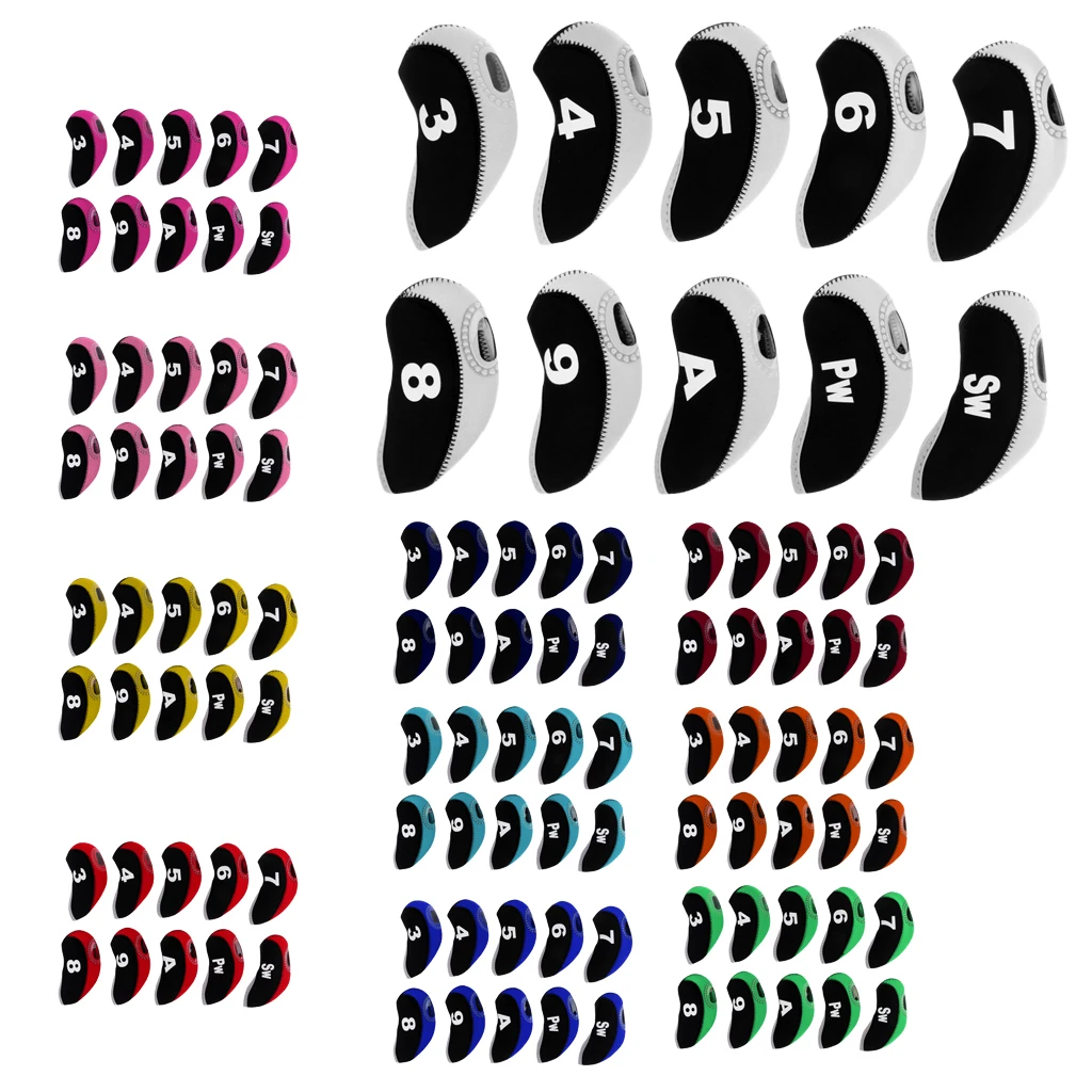 

10pcs/pack Golf Club head Wedge Iron Cover Golf Head Covers Protective Set Dirtproof Durable Golf Club Protectoive Case