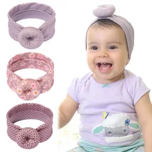 

3pcs Newborn Cotton Flower Print Headband Set Dot Floral Little Princess Photo Prop Headwear Infant Donut Bow Warm Hairband Set