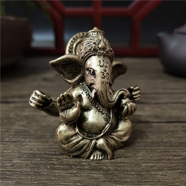 Statue de seigneur Ganesha couleur Bronze, ornements de bouddha, Sculpture d'éléphant de dieu hindou, décoration de maison et de bureau, Statues de bouddha 2