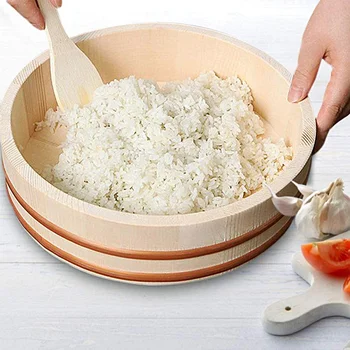 

1pc Wooden Japanese Sushi Rice Bucket Korean Rice Mix Bucket (Burlywood)