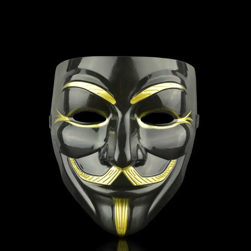 Горячая фильм V для вендетты маска ПВХ маска косплей Полное лицо фильм тема Вендетта маска хакер гримаса для Хэллоуина маски Поставки игрушки