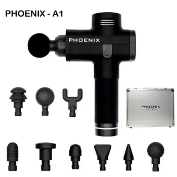 

New PHOENIX A1 Massage Gun with Aluminum Case Deep Tissue Muscle Massage Gun Cordless Therapy Vibration Body Massager 9 Heads