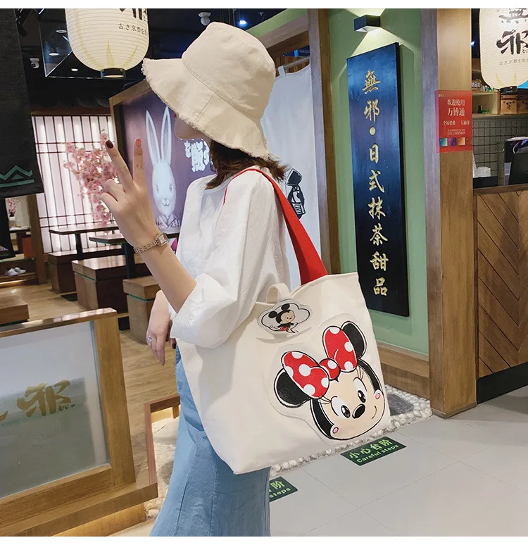 Disney новая большая сумка женская сумка милый мультяшный Микки Большая вместительная сумка для девочек Сумка тканевая через плечо сумки кошелек шоппинг
