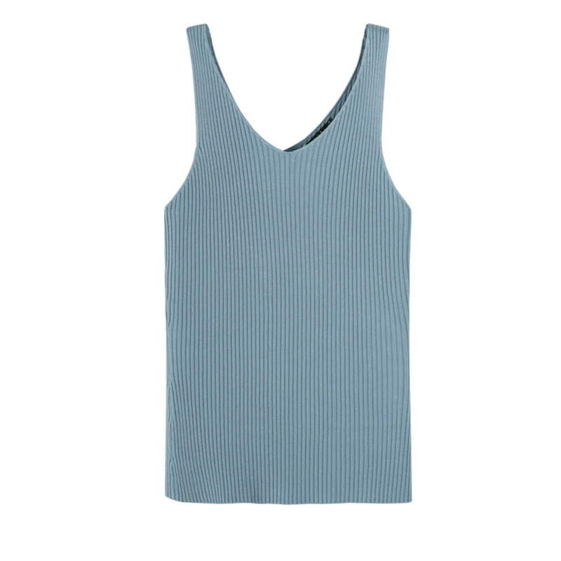 Semir Camisole, Женская майка, одежда внутри, лето, новинка, Вязанная, эластичная, на завязках, внутри, нижняя рубашка, тренд - Цвет: Gray blue