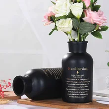 Стекло ваза Винтаж ваза Спальня Модные Простые горячего тиснения черные красивые поделки Гостиная ремесленных Семья