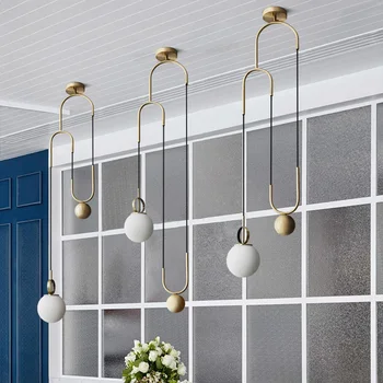 

Nordic Gold Suspension Luminaire Modern Glass Ball Adjustable Hanging Lamp Dining Room Bedroom Kitchen Pendant Lights
