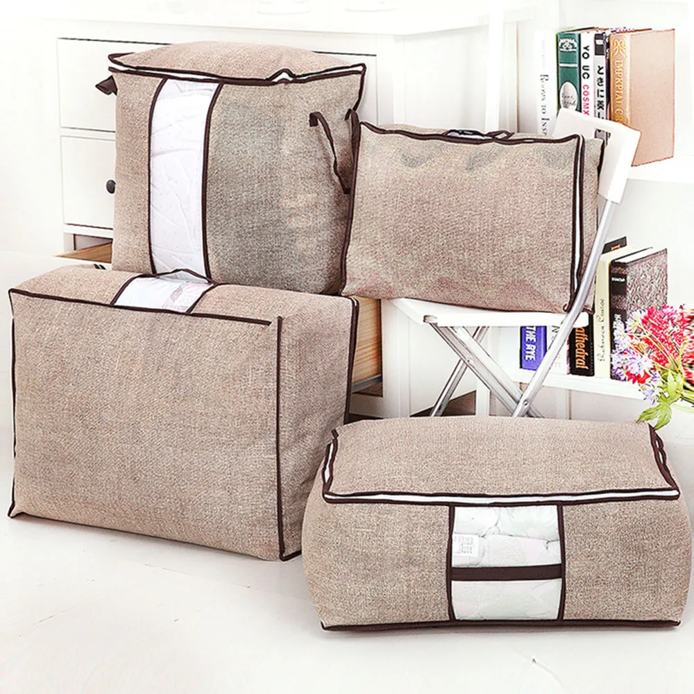 

Big Size Quilt Storage Bag Household Clothing Finishing Bag Portable Moisture-Proof Dust-Proof Wardrobe Foldable Storage Bags