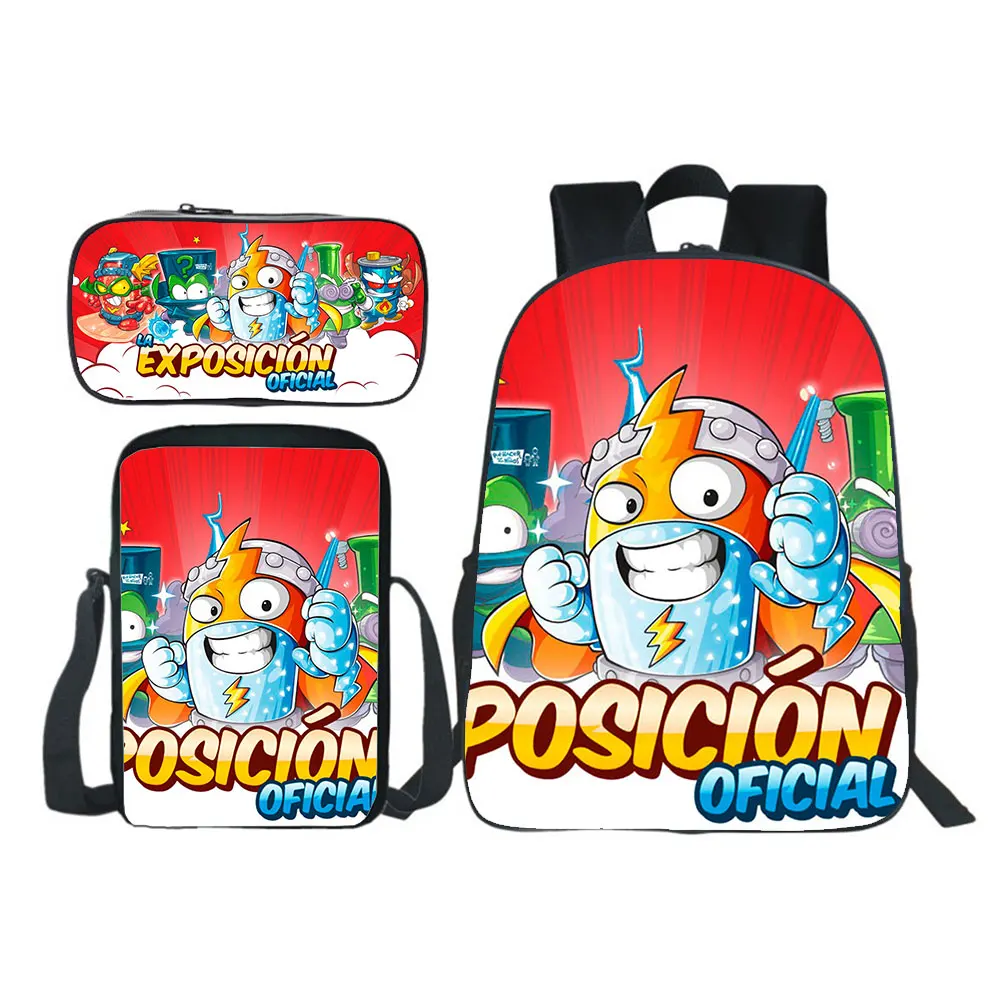 Super Things Backpack 3pcs Set(backpack+shouder Bag+pen Bag) Boy Girl School Bag Teens Bookbag Rucksack Gift NEW