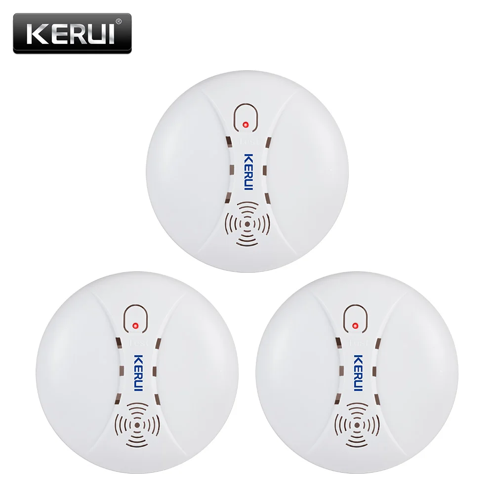 KERUI-Detector de humo inalámbrico para el hogar dispositivo de alarma con Sensor de fuego sensible a la seguridad del hogar, sistema de alarma KERUI, 3 unids/lote, 433MHZ