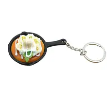 Porte clé en forme de poêle à frire, pendentif Surface lisse en forme de nourriture, ornement en forme de Muffin, porte clés pour sacs à main