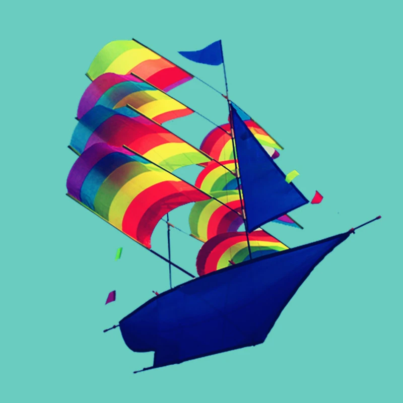 3d Rainbow Sailboat Kite Cartoon Kite Single Line Kite Outdoor Sport Family Game Flying Tool Children Toys Adult Gift Kites Accessories Aliexpress