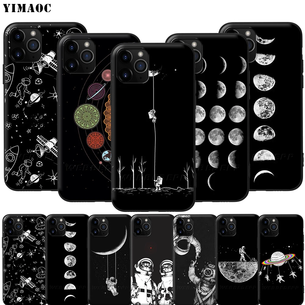 YIMAOC Космос Луна астронавт силиконовый мягкий чехол для iPhone 12 Mini 11 Pro XS Max XR X 8 7 6 6S Plus