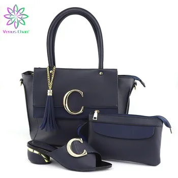

2020 Leather shoes and bag set Italian shoe with matching bag best selling lady shoe and bag Italian shoe and bag for wedding