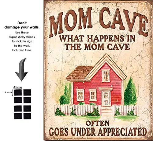 Mom Cave Оловянный знак юмористический сарказм забавные винтажные оловянные знаки для общежития-Положите на свою большую девочку трусики металлическая живопись оловянный знак Настенный декор - Цвет: Mom Cave