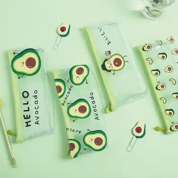 

1pcs Avocado Quicksand Transparent Pencil Bag Estojo Escolar For Students Pencilcase Transparent School Pencil Box Bag Penc T3F6