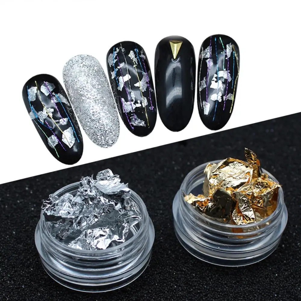 Серебряные хлопья в форме фейерверка самодельные наклейки зеркальный пигмент