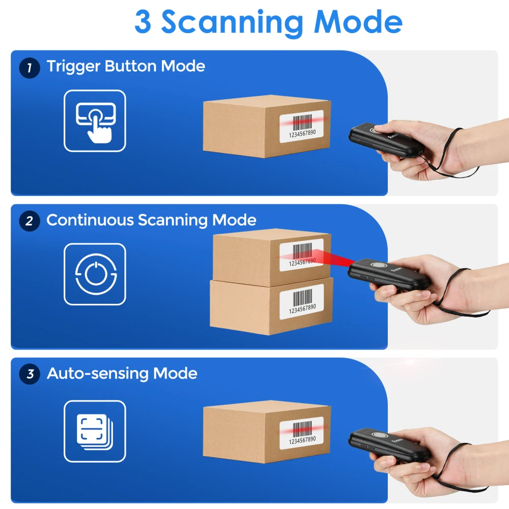 Eyoyo Mini 1D Barcode Scanner Bluetooth & 2.4GHz Wireless & Wired Connection Portable Bar code Reader For Windows/Phones/Tablets samsung scanner