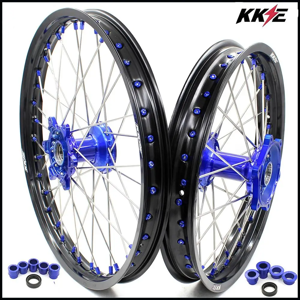 21/19 MX Давлением Мотоцикл колеса обод Набор для YAMAHA YZ125/250 1999 2019 YZ250F 2001 YZ450F 2003 синий