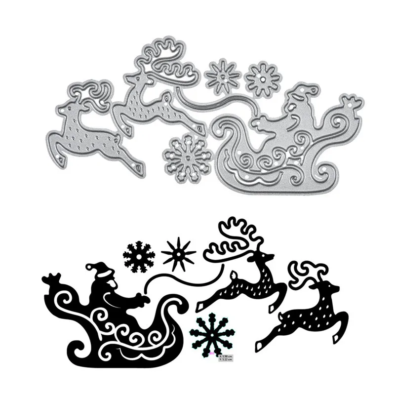 

YaMinSanNiO Santa Claus With Deer Die Christmas Sonw Metal Cutting Dies for Card Making Scrapbooking Embossing Cut Stencil Craft