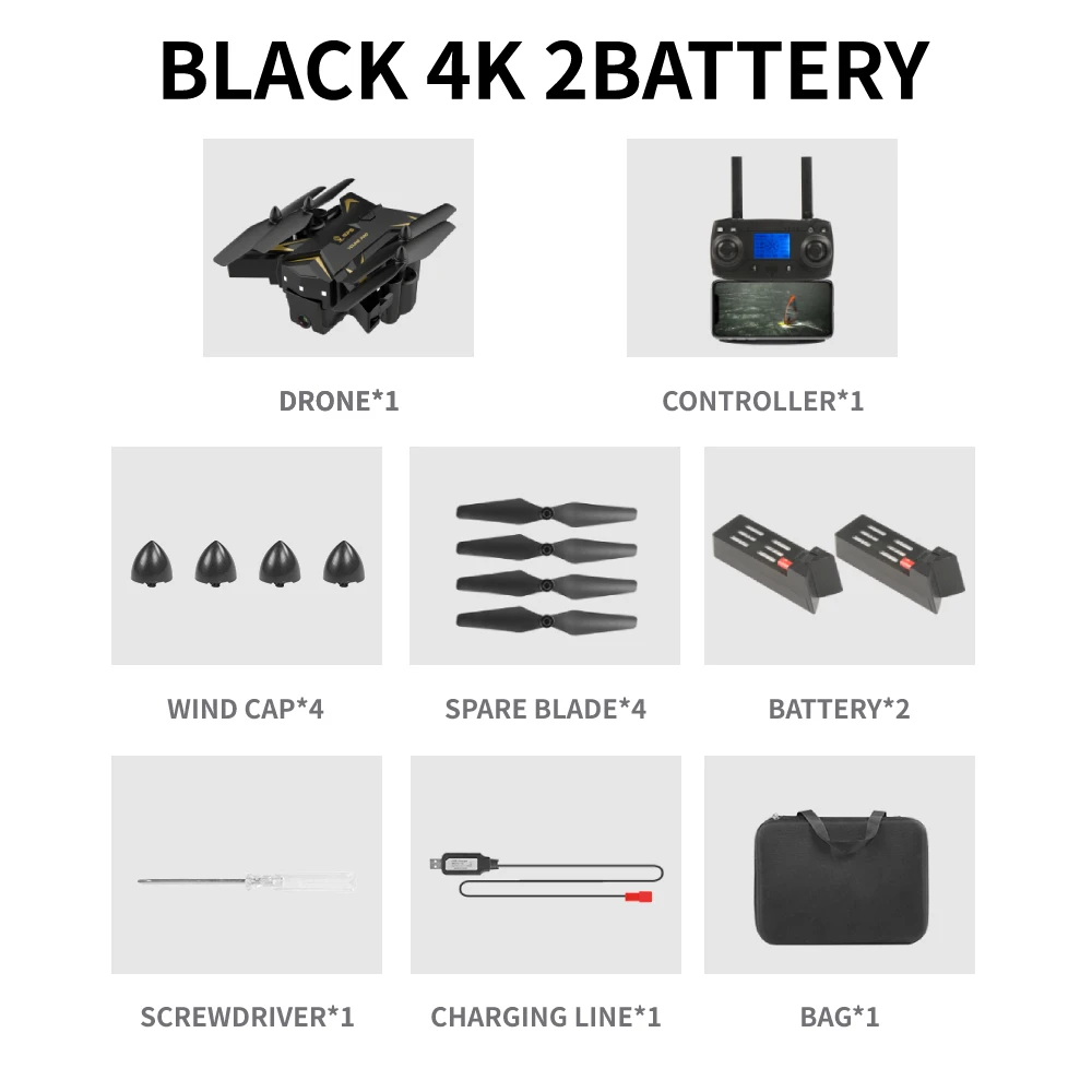 Радиоуправляемый квадрокоптер KY601G Дрон gps 4K HD камера 5G wifi FPV MV производство складных селфи дронов Профессиональный 1800 м Контроль расстояния - Цвет: black 4k 2B