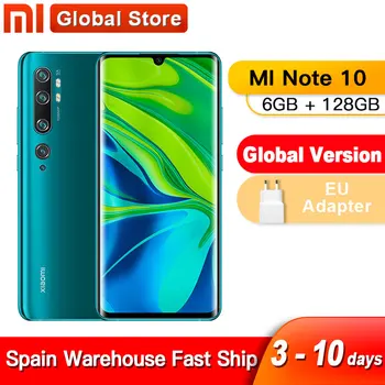 

Spain Overseas Global version Xiaomi Note 10 6GB 128GB 108MP Penta Camera Smarphone 5260mAh Battery 10x Optical Zoom Double
