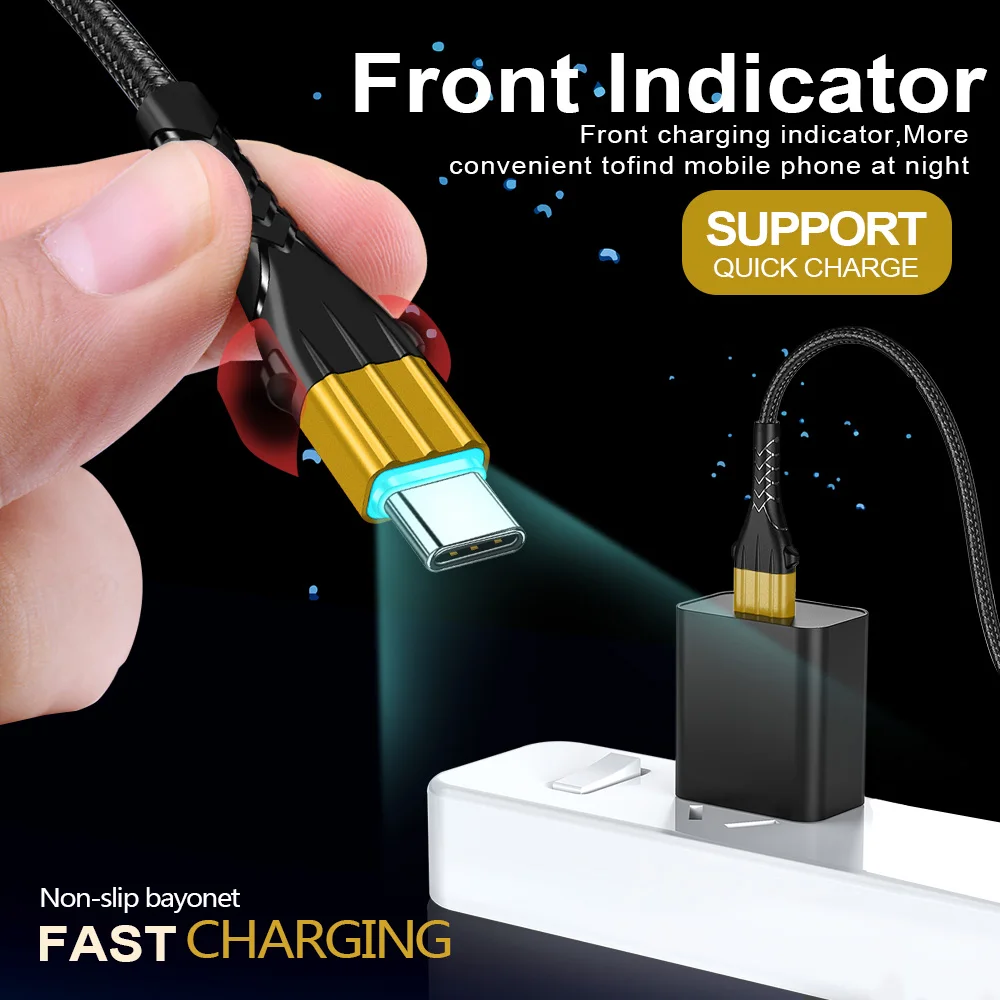 Кабель Twitch 3а usb type-C для samsung S9 S10 huawei P30 Xiaomi A2 Redmi Note 8 Quick Charge 3,0 кабель USB C для быстрой зарядки телефона