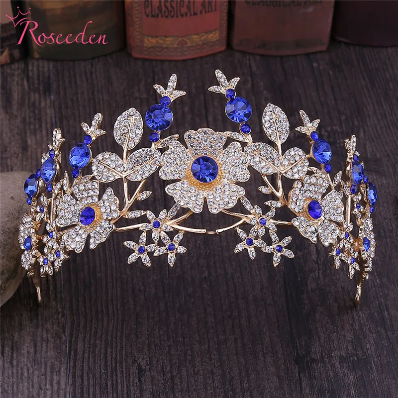 5 Colors Crystal Rhinestones Royal Princess Bridal Tiaras Crown Rhinestone prom Crowns Bride Wedding Hair Accessories RE3541