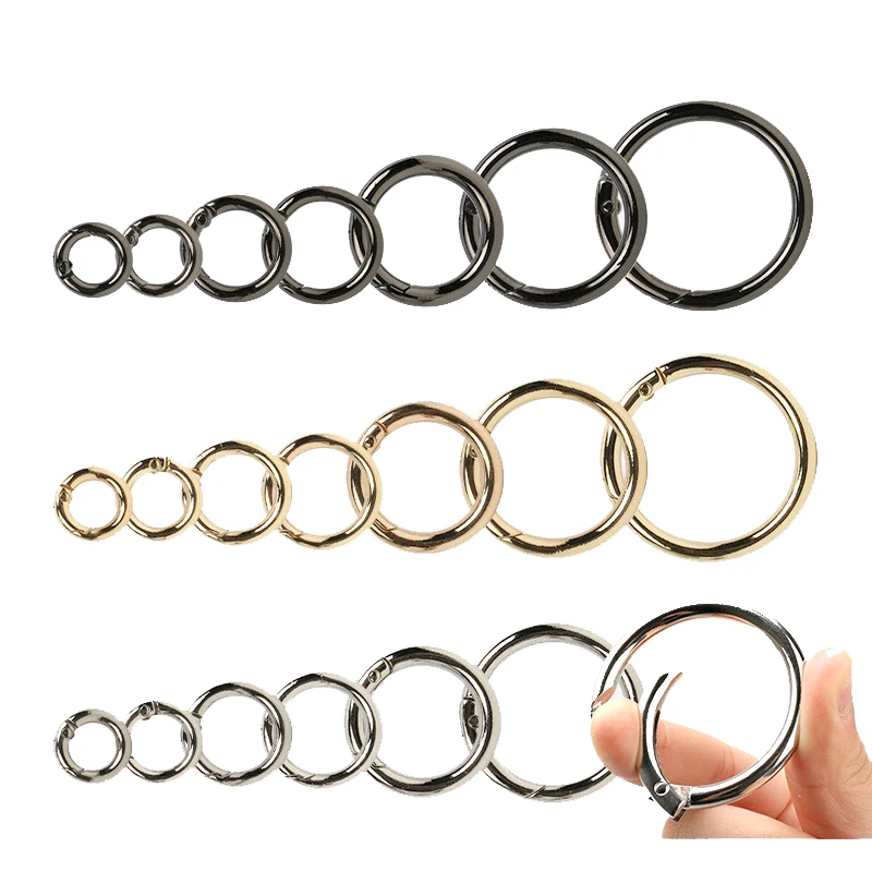 5pcs Zinc alloy spring coil opening lap key handbags hardware accessories metal 11mm-61mm ring