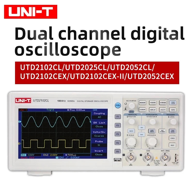 Осциллограф UTD2102CL портативный цифровой UNI-T МГц 2 канала 100 мс/с USB UTD2052CL 50 м |