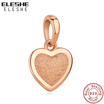 

ELESHE New Fashion 925 Sterling Silver Charm Bead Forever Love Rose Gold Heart Pendant Charm Fit Original Bracelets DIY Jewelry