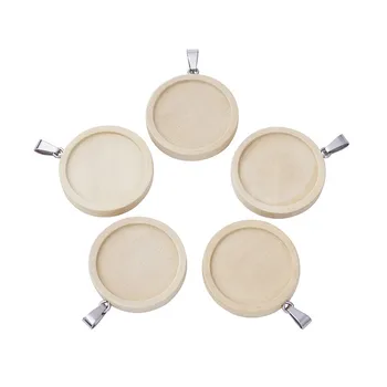 

10pcs Wood Pendant Cabochon Settings Cabochon Base with Stainless Steel Findings for Jwelry Making Tray: 20mm 25mm
