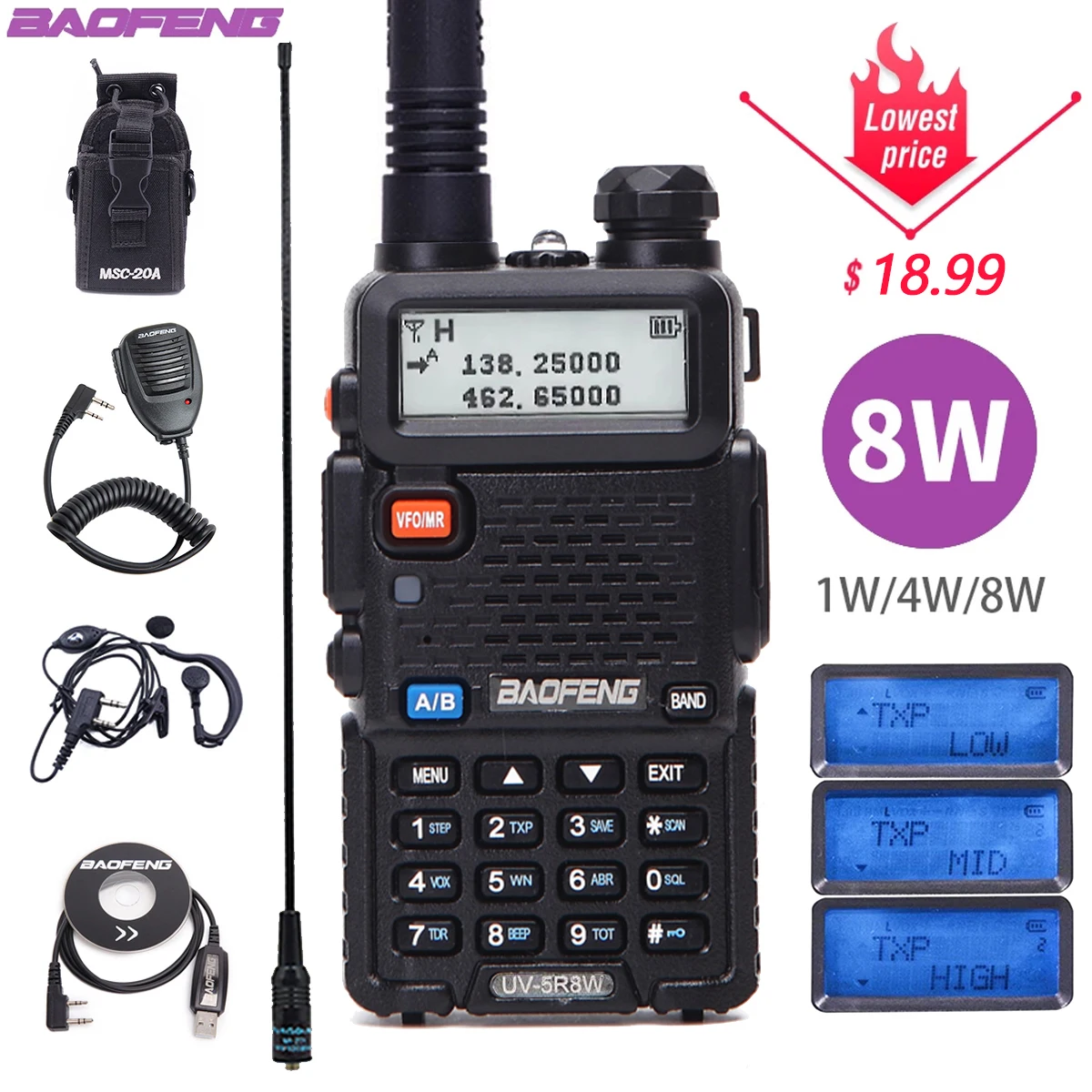 TwoWay Radios Camping & Hiking Ham Radio Walkie Talkie UV5R Pro 8