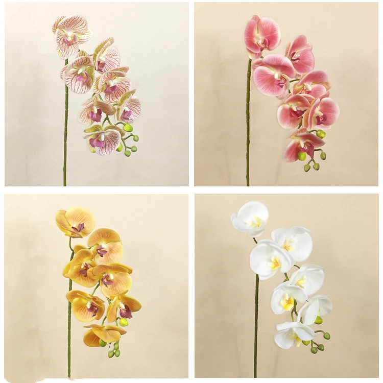 

Artificial Flower Multi-color Artificial Butterfly Orchid Fake Flower Green Leaves Plants Home Wedding Festival Decor