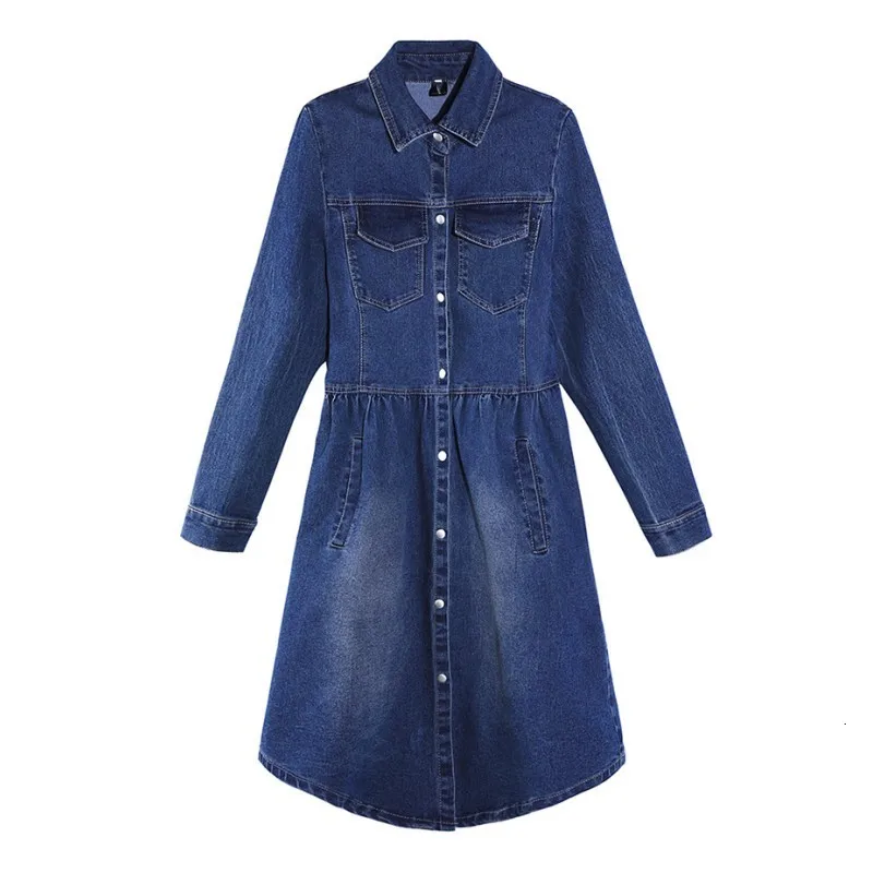 b Lu Ladies Denim Jackets Women Spring Autumn Turn Down Collar Hole Long Sleeve Casual Jeans Coat Outerwear Female Long Overcoat XXL - Цвет: b Lu