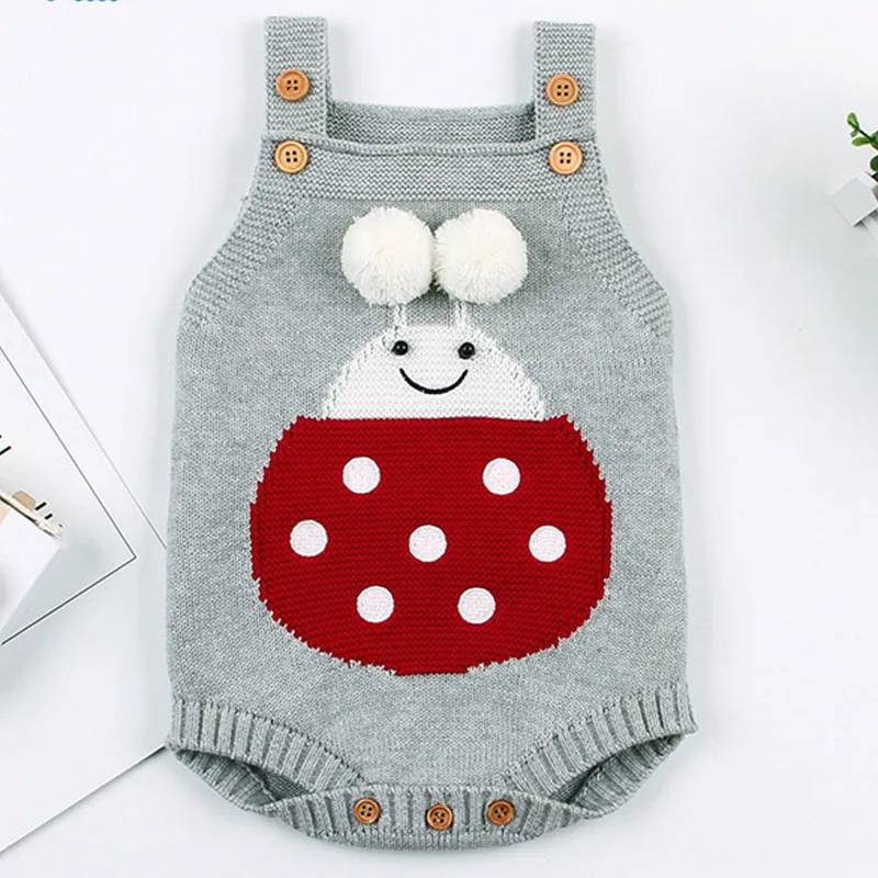 82W507 gray Младенческой детские трикотажные детские комбинезоны для девочек и мальчиков осень-зима свитер для младенцев, комбинезон без рукавов из хлопчатобумажной ткани для малышей Комбинезоны Детская одежда - Цвет: 82W507 gray
