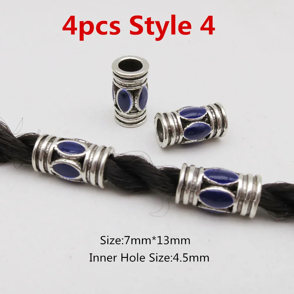 4pcs Style 4 Комплект из 2 предметов, 4 шт Толщина blue viking, подвязанные лентой, с объемной волной, бороды, дредлоки, для увеличения объема, бусины кольца трубки для Аксессуары для волос - Цвет: 4pcs Style 4
