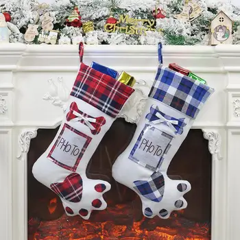 

Pet Dog Christmas Stocking Hanging Christmas Stocking with Large Paw for Christmas Decorations 2 Pack