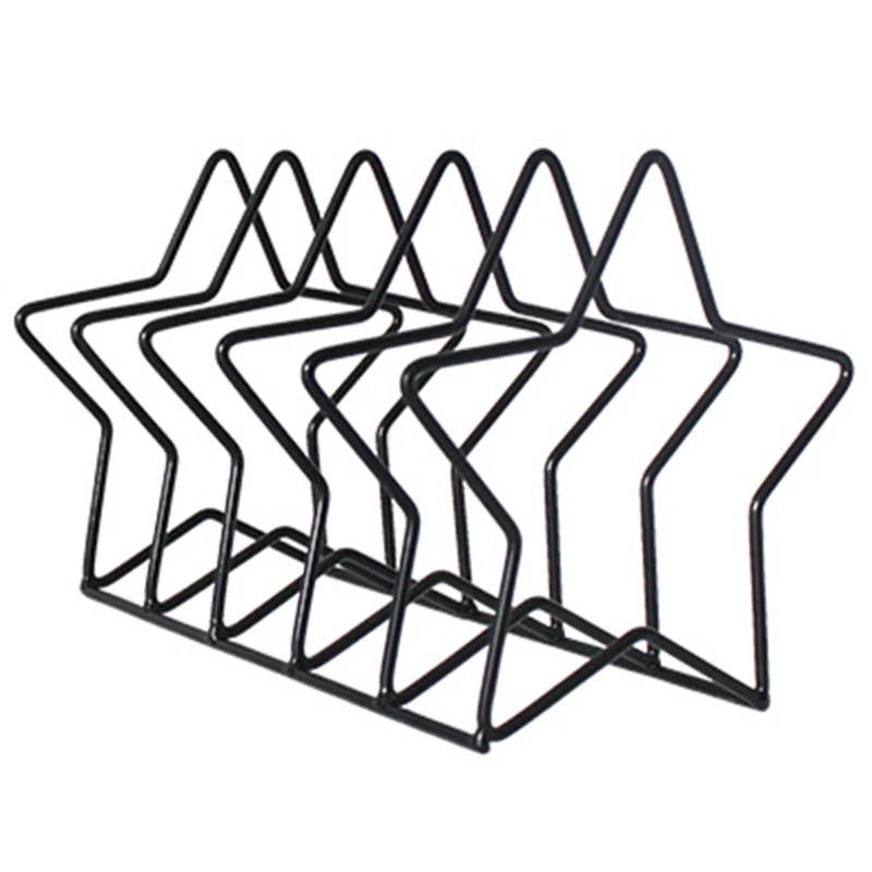 

Botique-Pentagram Metal Bookend Creative Star Book Standing Document File Desktop Manager Bookshelf Stand Black