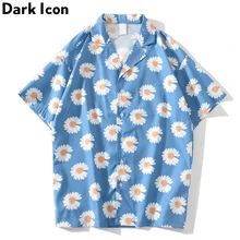 DARK ICON Daisy Shirt Men Fashion Hip Hop Shirt 2020 Summer Hawaii Style Men's Shirts Short Sleeved