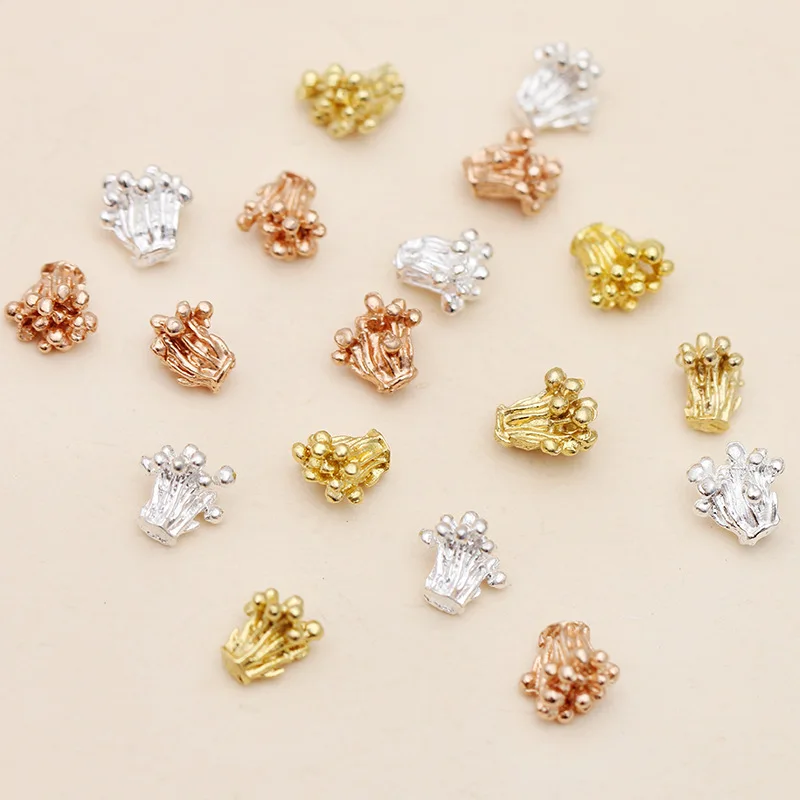 100PCS-6-5-6-8mm-Flower-Pistil-Metal-Alloy-Flower-Blossom-Connectors-Charm-DIY-Jewelry-Findings