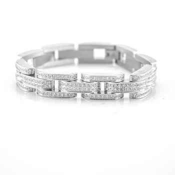 

Fashion Stainless Steel Chain Bracelet Bridal Jewelry For Women Accessories Luxury Designs Inlaid Cubic Zirconia Pulsera Men